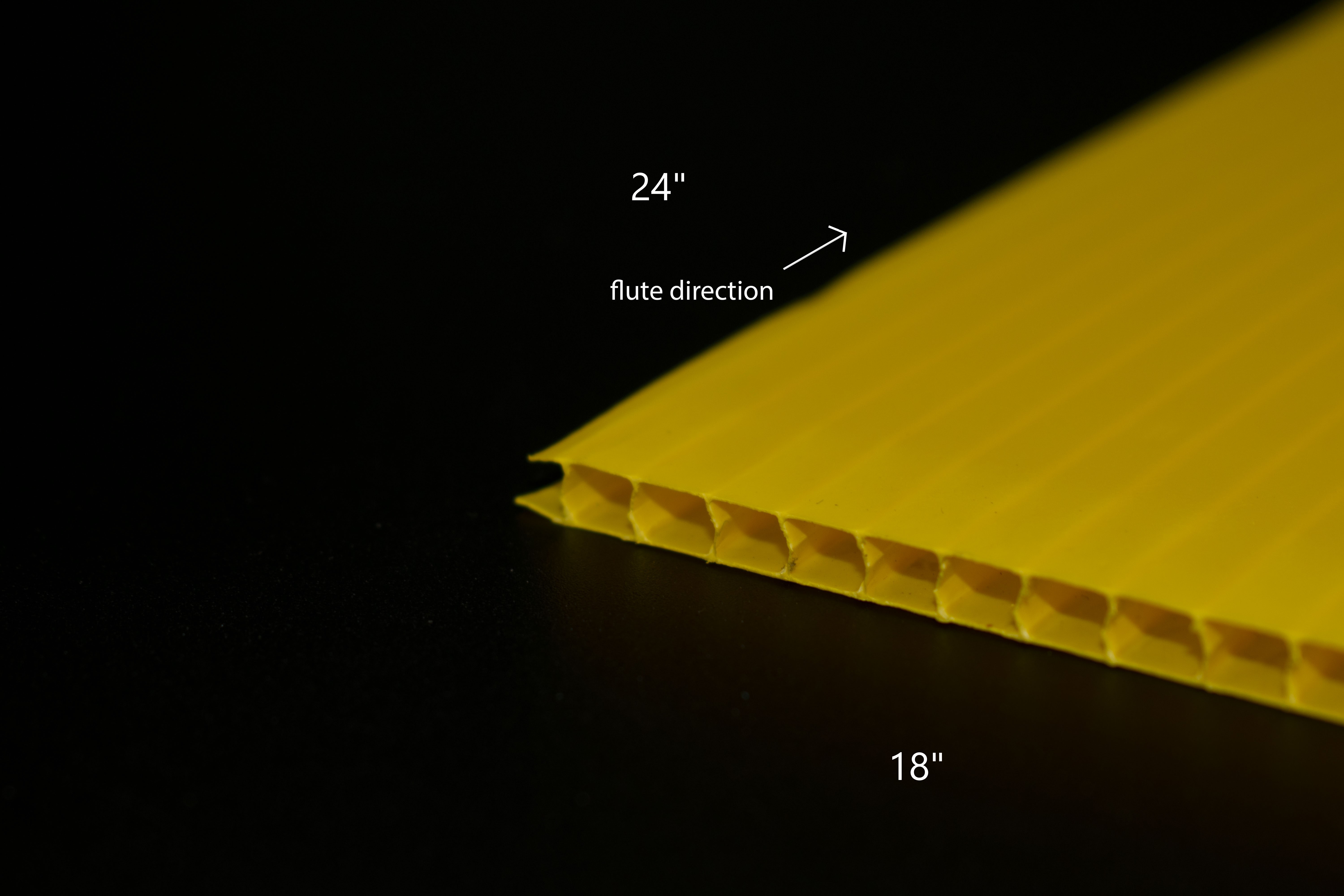 4mm 18x24IN YELLOW CORRUGATED POLYPRO - Fluted Polypro (Cor-X)